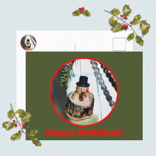 Cartão Postal De Festividades Snowman Retro Vintage Nostalgia Natal