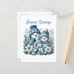 Cartão Postal De Festividades Snowman Seasons Saudações