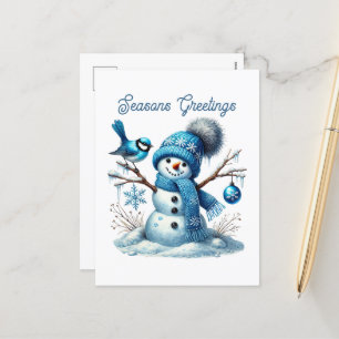 Cartão Postal De Festividades Snowman Seasons Saudações