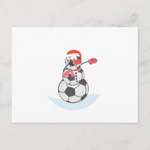 Cartão Postal De Festividades Snowman Soccer Dabbing Engraçado Natal Ball