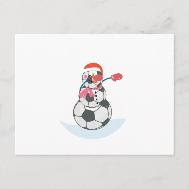 Cartão Postal De Festividades Snowman Soccer Dabbing Engraçado Natal Ball (Frente)