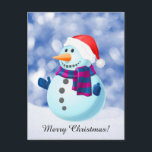 Cartão Postal De Festividades Snowman Winter Merry Christmas Snow<br><div class="desc">Bonito boneco de neve no Tema de Natal da neve Doormat.</div>