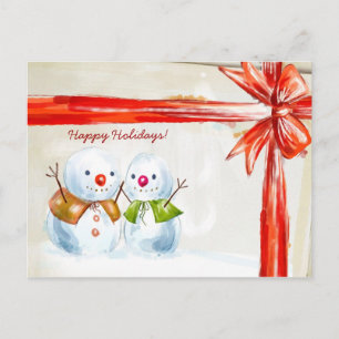 Cartão Postal De Festividades Snowmen de Natal
