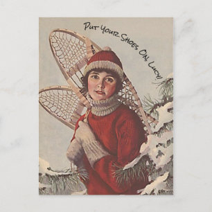 Cartão Postal De Festividades Snowshoing Coloque as suas calçados nos PCs lúcido
