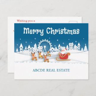 Cartão Postal De Festividades Snowy Town Real Estate Christmas Postcard