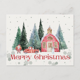 Cartão Postal De Festividades Snowy Village Christmas Postcard