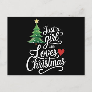 Cartão Postal De Festividades Só Uma Menina Que Ama O Presente Da Família Da Árv