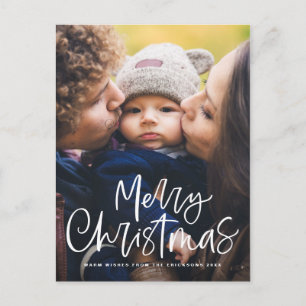 Cartão Postal De Festividades Sobreposição de Foto de Natal com Letreiro à Mão F