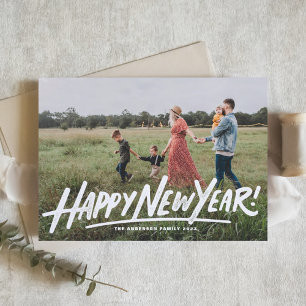 Cartão Postal De Festividades Sobreposição de Foto de Tipografia Retro Feliz Ano