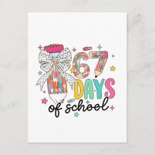 Cartão Postal De Festividades Sobrevivi 67 Dias de Escola 100 Dias de Escola