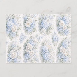 Cartão Postal De Festividades Soft Blue White Watercolor Floral Elegant Romantic
