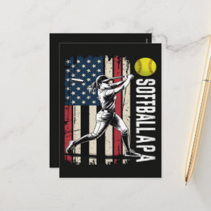 Cartão Postal De Festividades Softball Papai Bandeira Americana dos EUA
