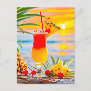 Cartão Postal De Festividades Sol tropical - Coquetel sunset