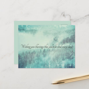 Cartão Postal De Festividades Solstício de inverno na Floresta Verde de Natal