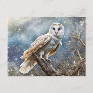 Cartão Postal De Festividades Solstício de inverno Yule Coruja Mágica Encantada