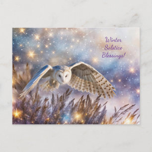 Cartão Postal De Festividades Solstício de inverno Yule Coruja Mágica Encantada
