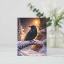 Solstício de Inverno Yule Corvo e Neve