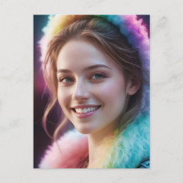 Cartão Postal De Festividades Sonhador do Espectro: Retrato Arco-Íris Iridescent