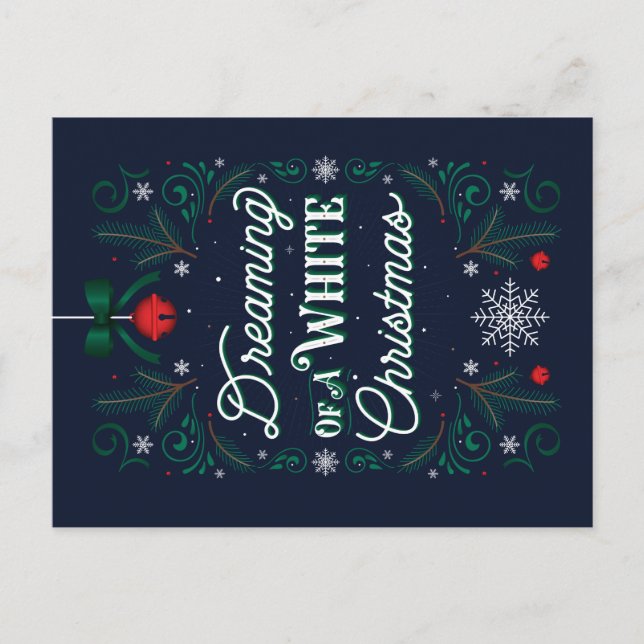 Cartão Postal De Festividades Sonhando com um Cartão-postal branco de Natal (Frente)