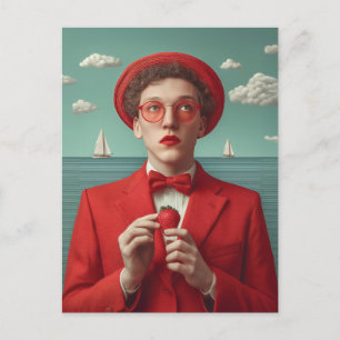 Cartão Postal De Festividades Sonho de Morango em Vermelho