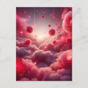 Cartão Postal De Festividades Sonho Romântico Fantasia Rosas Amor