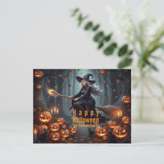 Cartão Postal De Festividades Sorcery Halloween Family