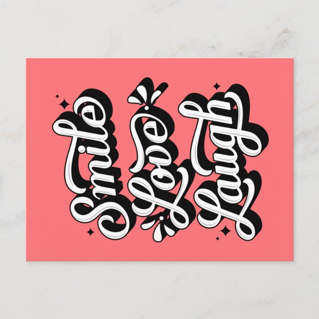 Cartão Postal De Festividades Sorria. Amor. Ria. /Cartão Postal (Frente)