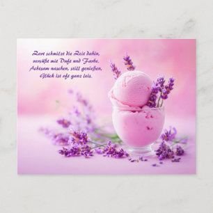 Cartão Postal De Festividades Sorvete de lavanda com Brilhantes a rosa