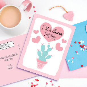Cartão Postal De Festividades Sou Succa por você, Dia de os namorados Cactus.