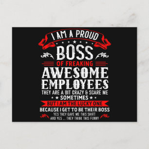 Cartão Postal De Festividades Sou Um Chefe Orgulhoso De Empregados Incríveis.