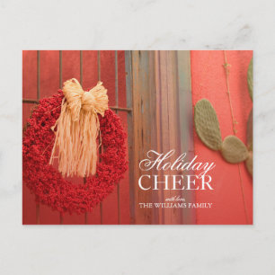 Cartão Postal De Festividades Southwest Christmas - Chili Ristra Red Wreath