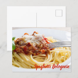 Cartão Postal De Festividades Spaghetti Bolognese Sauce Pasta com Parmesão