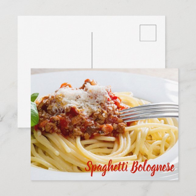 Cartão Postal De Festividades Spaghetti Bolognese Sauce Pasta com Parmesão (Frente/Verso)