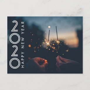 Cartão Postal De Festividades Sparklers de Fireworks do Feliz ano novo moderno 2