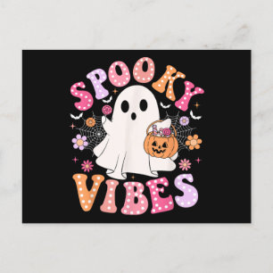 Cartão Postal De Festividades Spookes Vibes Ghost Retro Groovy Halloween
