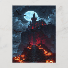 Cartão Postal De Festividades Spookire Castle Pumpkin Path Halloween