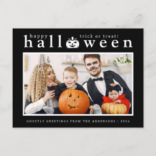 Cartão Postal De Festividades Spooky Jack-o'-lanterna Feliz Halloween 1 Foto