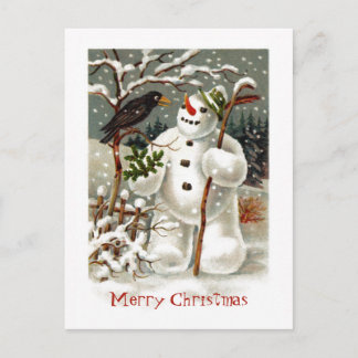 Cartão Postal De Festividades Sr. Snowman e Sr. Crow