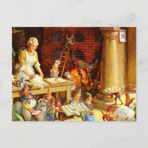 Cartão Postal De Festividades Sra. Claus & biscoitos do Natal do assar dos