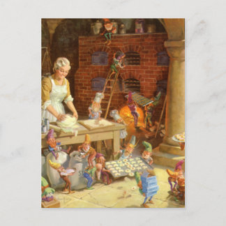 Cartão Postal De Festividades Sra. Claus e os biscoitos do Natal do assar dos