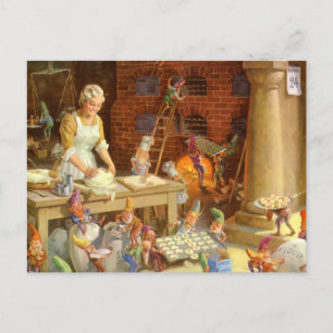 Cartão Postal De Festividades Sra. Claus e os biscoitos do Natal do assar dos