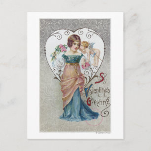 Cartão Postal De Festividades St. Valentine's Greeting Cupid