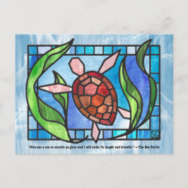 Cartão Postal De Festividades Stained Glass Sea Turtle Postcards