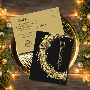 Cartão Postal De Festividades Star Wreath em preto