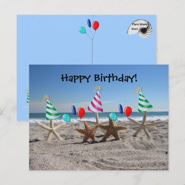Cartão Postal De Festividades Starfish no Cartão-postal da praia (Frente/Verso)
