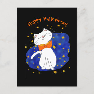 Cartão Postal De Festividades Starry Night Kitty Halloween