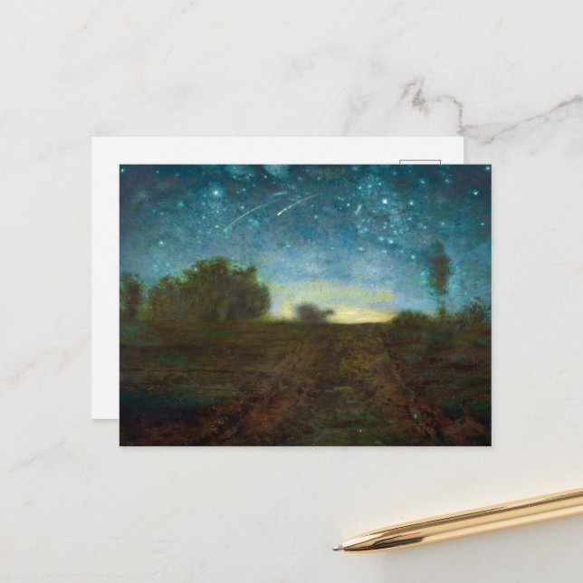 Cartão Postal De Festividades Starry Night por Jean-Francois Millet (Frente/Verso In Situ)