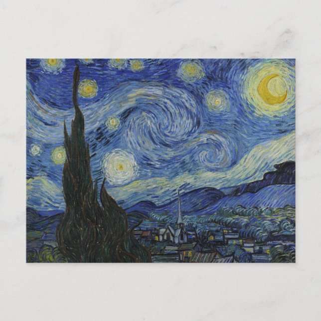 Cartão Postal De Festividades "Starry Night" por Van Gogh (Frente)
