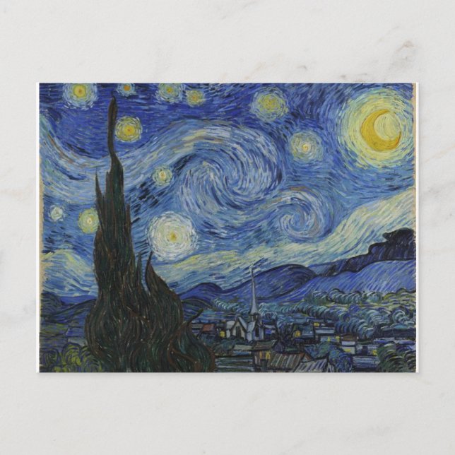 Cartão Postal De Festividades Starry Night, Van Gogh, famosa pintura (Frente)
