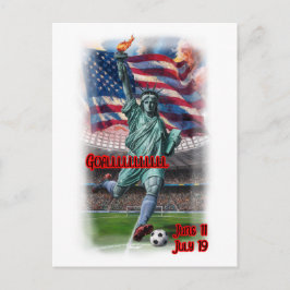 Cartão Postal De Festividades Statue of Liberty playing Soccer on a 